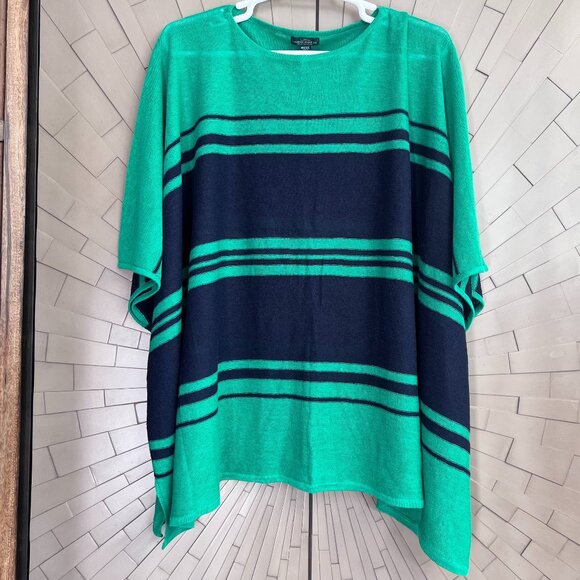 Ralph Lauren Lightweight 100% Linen Poncho Kelly Green Navy One Size - Picture 1 of 10